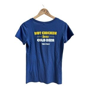 Bella + Canvas The Post Chicken and Beer Blue Short Sleeve Womens Size L T Shirt